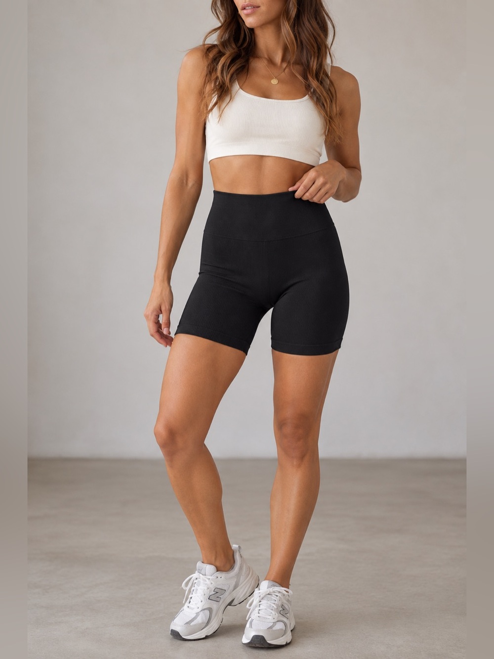 NWOT Spiritual Gangster Black Seamless Ribbed Biker Shorts High Rise M/L